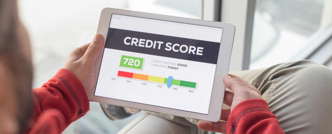 man viewing credit score