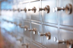 safe deposit boxes closeups