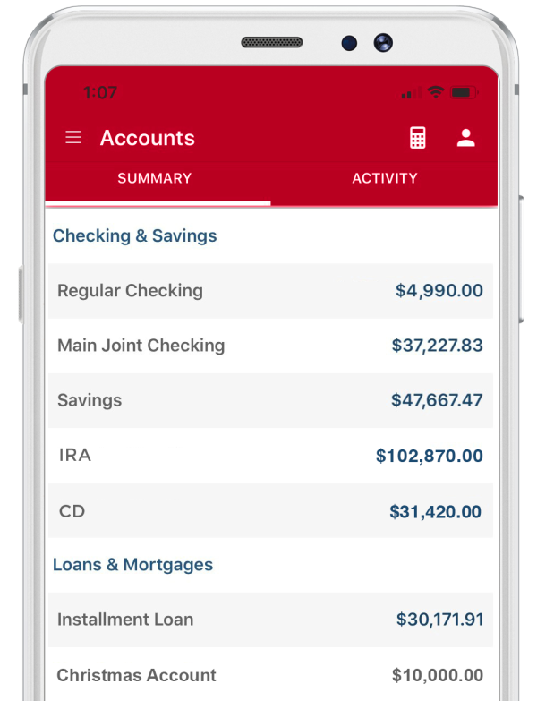 phone with CPB online banking example